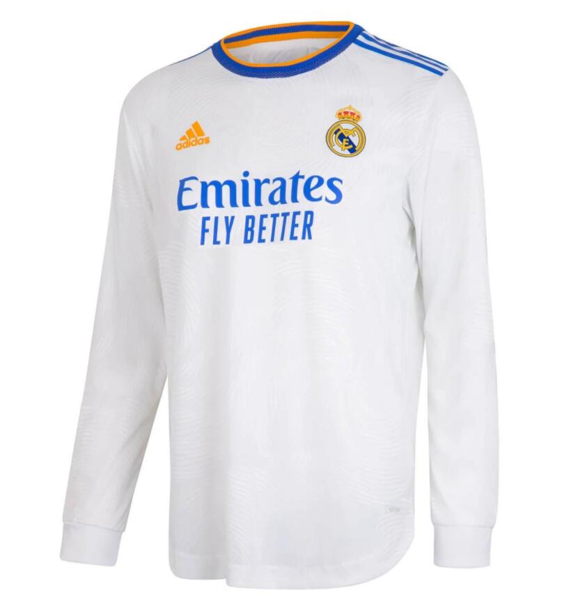 2021/22 Real Madrid Long Sleeve Home Kit Soccer Jersey Player Version